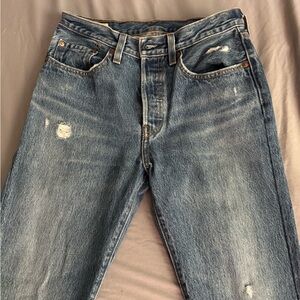 Levi's Blue Distressed Women's Ankle Jeans